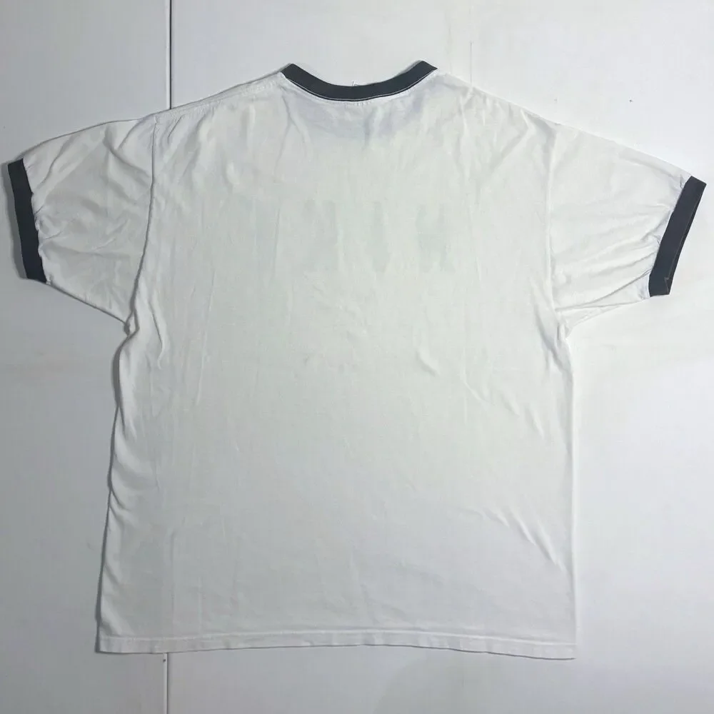Vintage 90s Y2K Made In USA Nike Large White Ringer Tee Rare White Tag VTG